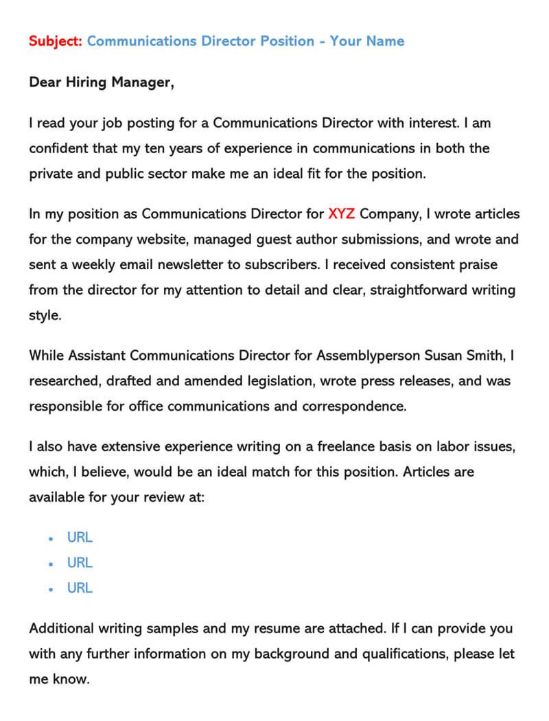 Sample Mail format for Sending Resume to Hr 32 Email Cover Letter Samples How to Write (with Examples)