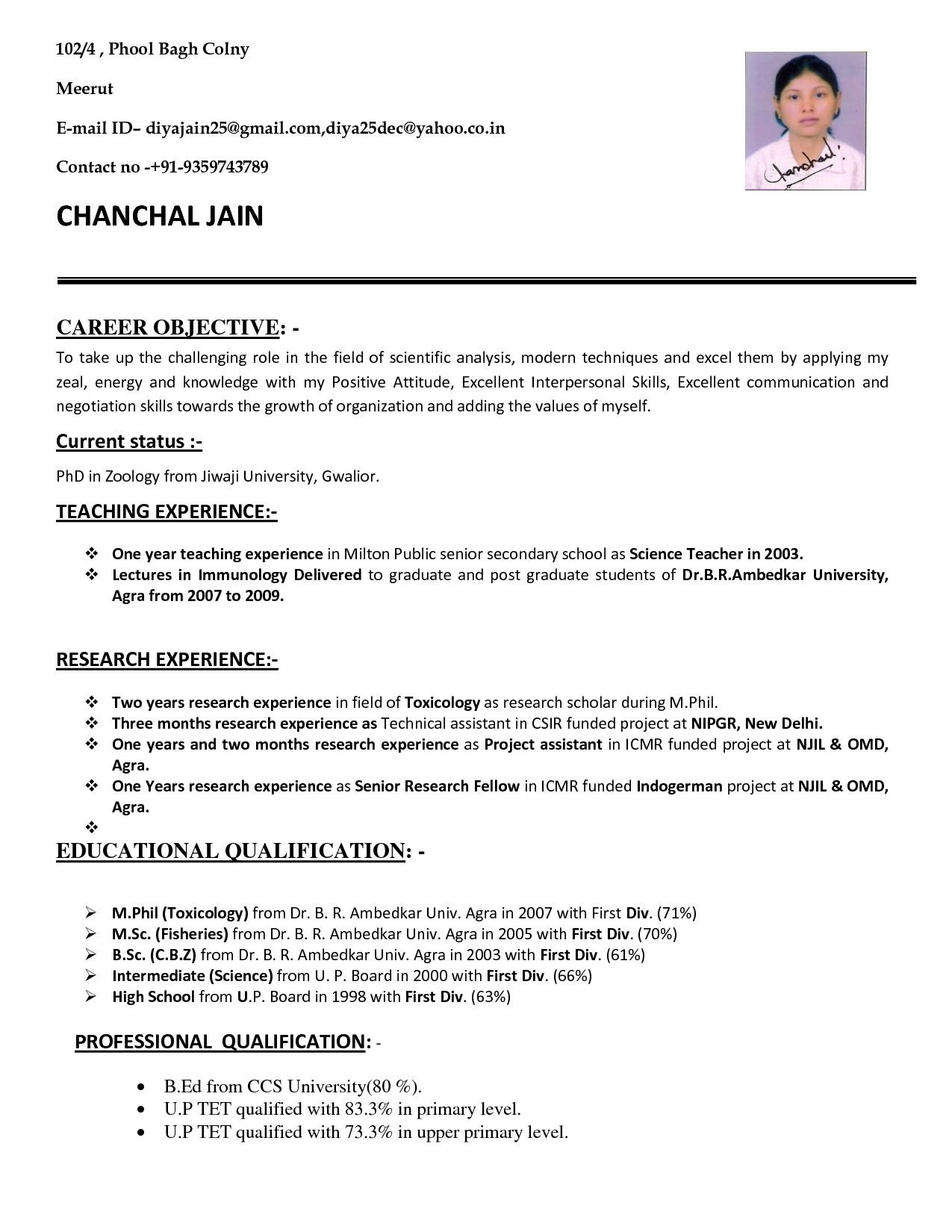 Sample Of Resume for Job Application for Teacher Resume format for School Teacher Job It Cover Letter Sample …