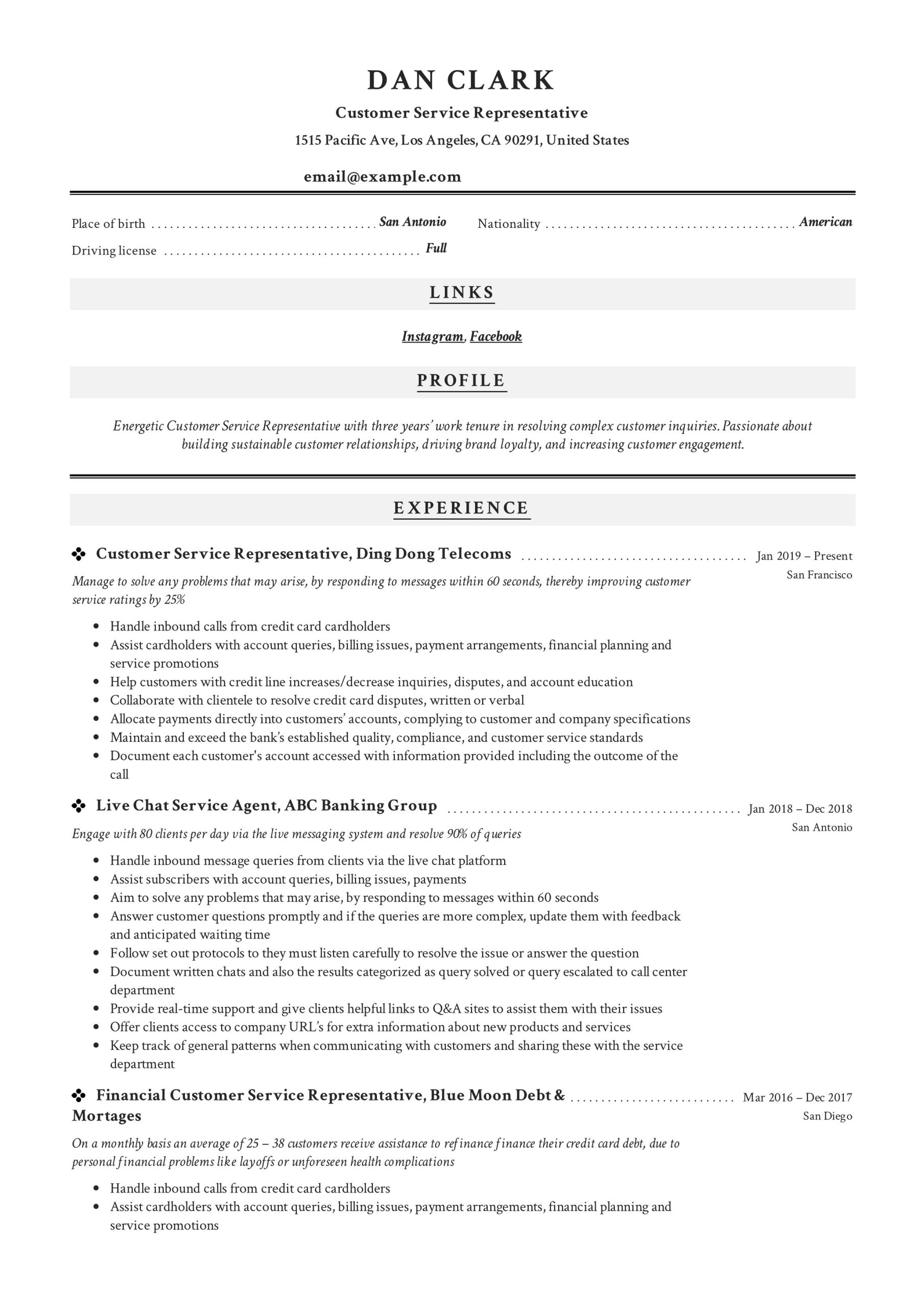 Sample Resume Customer Service Representative Banking Customer Service Representative Resume & Guide 12 Pdf 2022