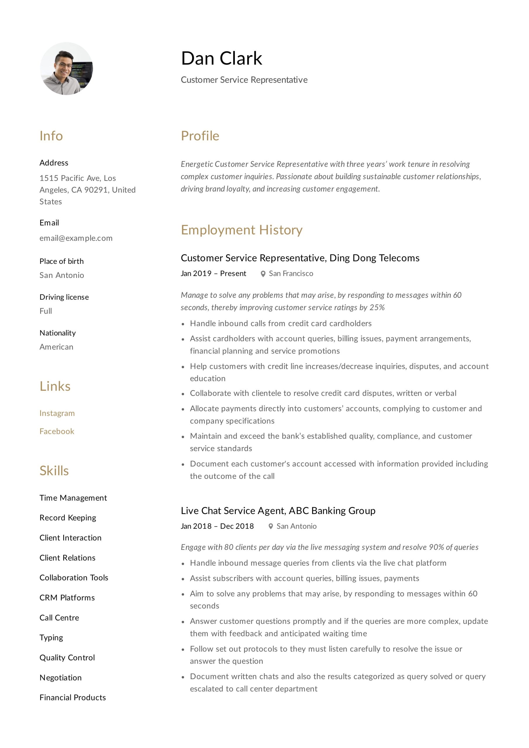Sample Resume Customer Service Representative Banking Customer Service Representative Resume & Guide 12 Pdf 2022