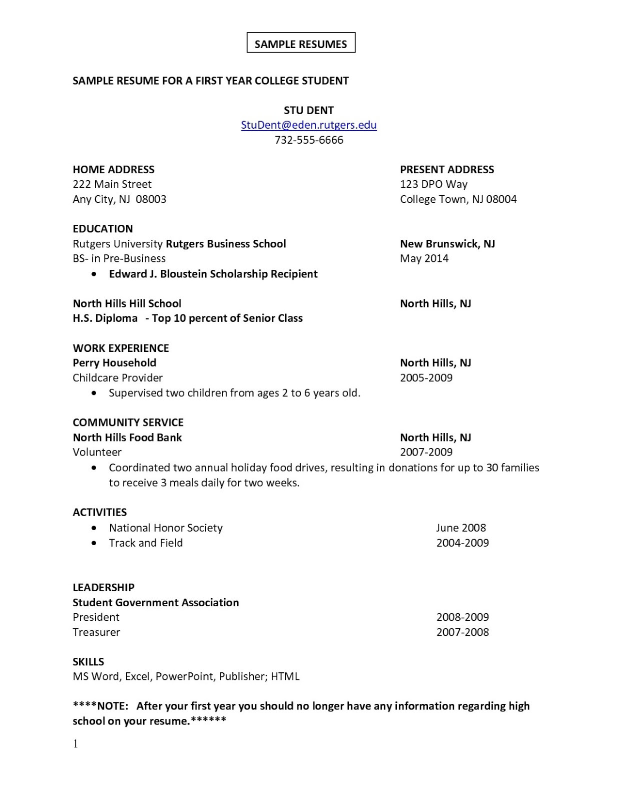 Sample Resume for College Student Looking for Summer Job Current College Student Resume