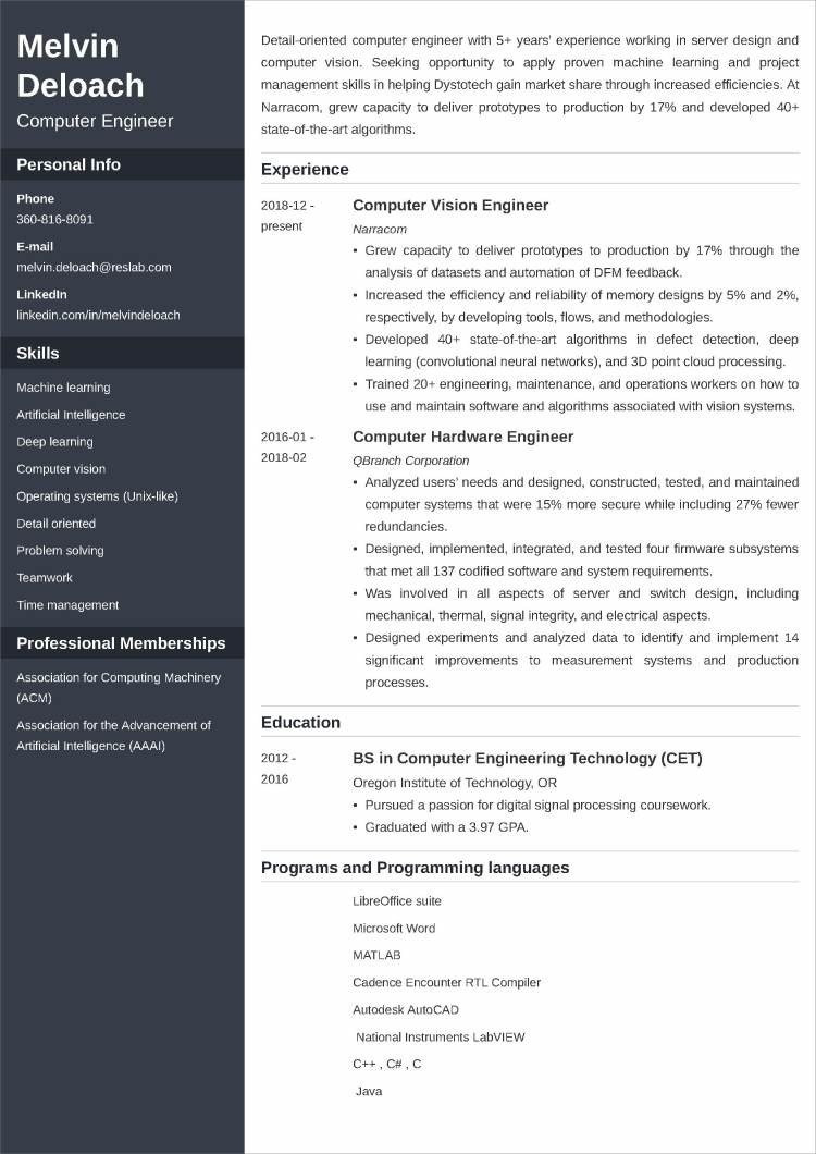 Sample Resume for Computer Engineer with Experience Computer Engineer Resumeâsample and 25lancarrezekiq Writing Tips