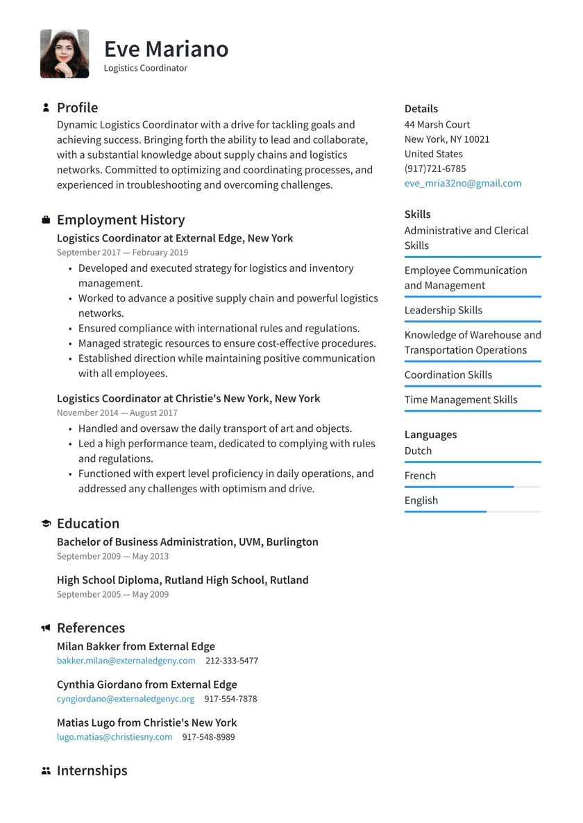 Sample Resume for Entry Level Logistics Coordinator Logistics Coordinator Resume Examples & Writing Tips 2022 (free Guide)