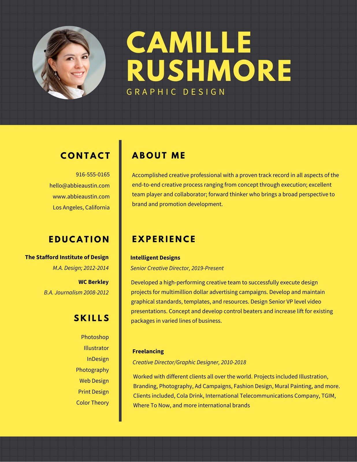 Sample Resume for Freelance Graphic Designer Free, Custom Printable Graphic Design Resume Templates Canva