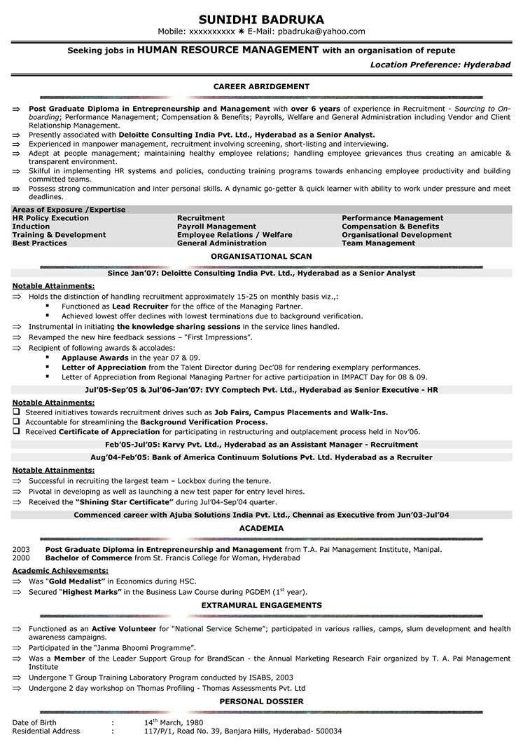 Sample Resume for Hr assistant Fresh Graduate Sample Resume format for Hr asistant