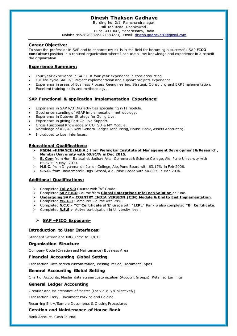 Sample Resume for Sap Successfactors Consultant Sap Hcm Consultant Cv October 2021