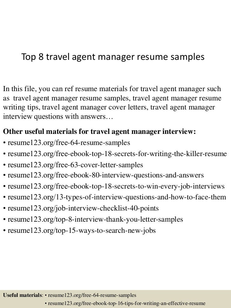 Sample Resume for Travel Agency Manager top 8 Travel Agent Manager Resume Samples