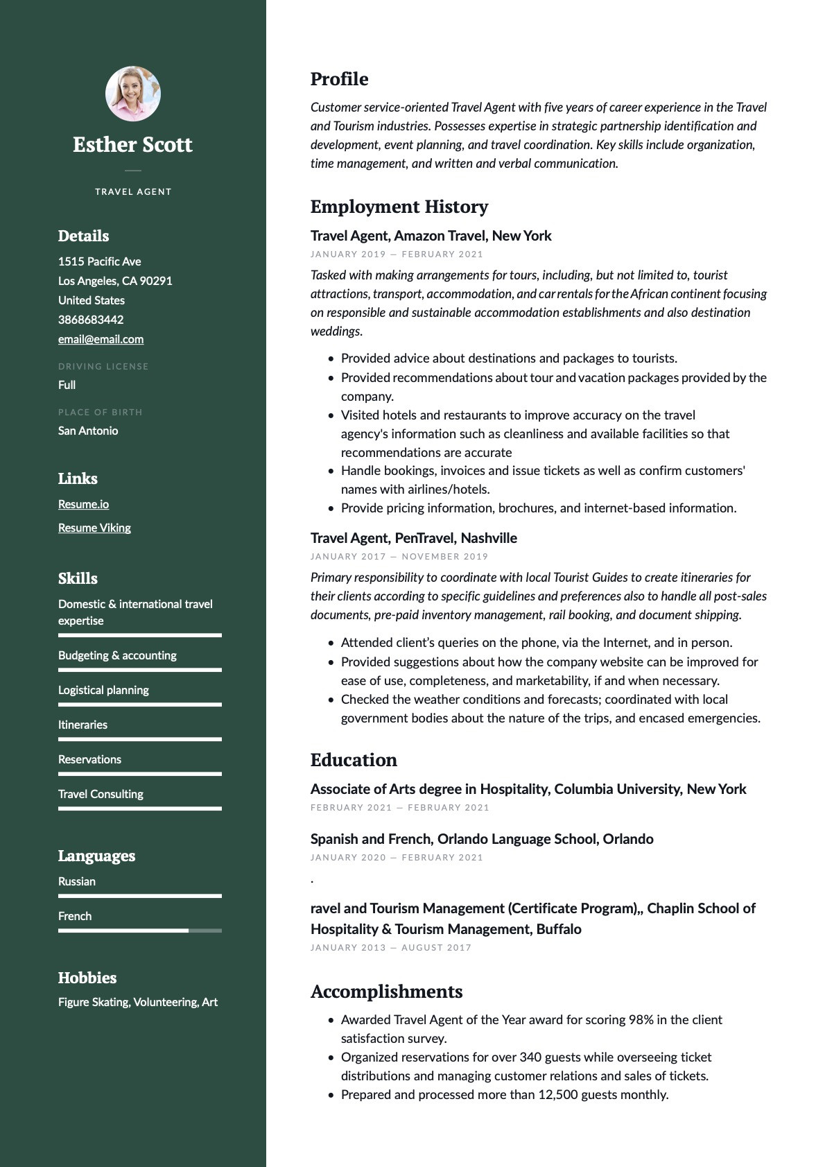 Sample Resume for Travel Agency Manager Travel Agent Resume & Writing Guide  17 Templates Pdf & Word