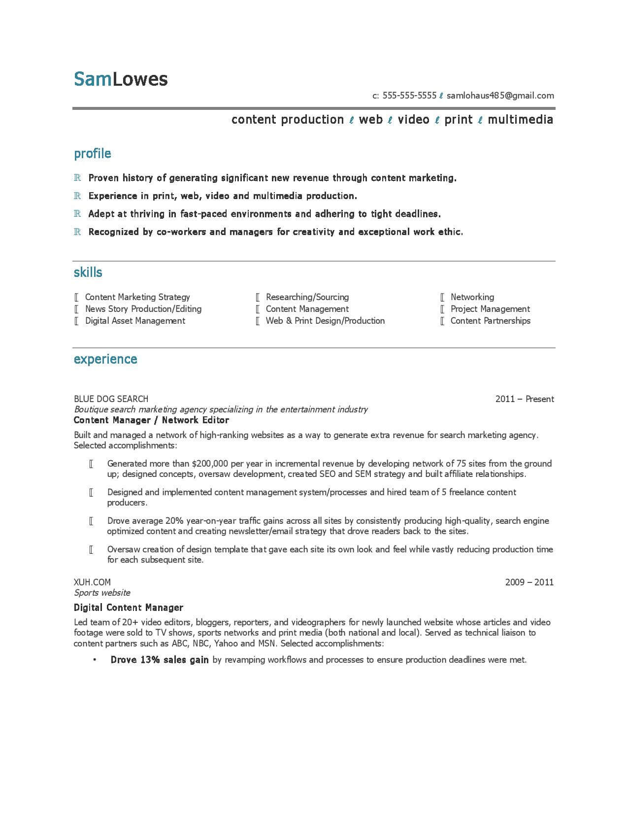 Sample Resume for Web Content Manager 10 Marketing Resume Samples Hiring Managers Will Notice