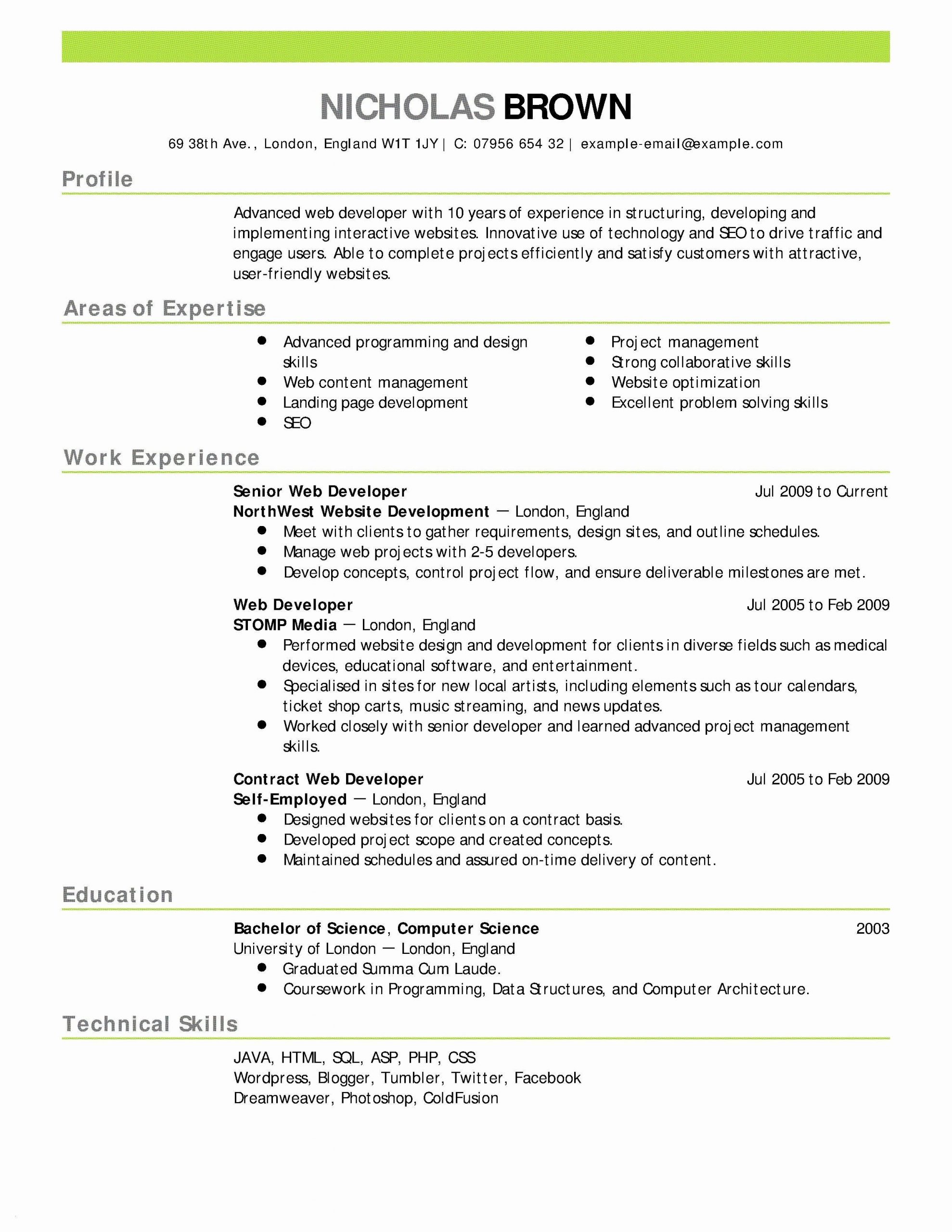 Sample Resume for Web Content Manager Web Developer Resume Sample Lovely Web Developer Resume Objective …
