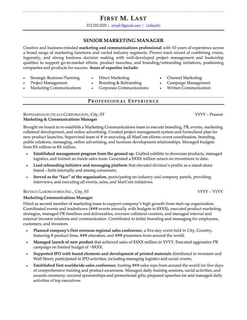 Sample Resume format for Experienced It Professionals Mid Career Resume Sample Professional Resume Examples topresume