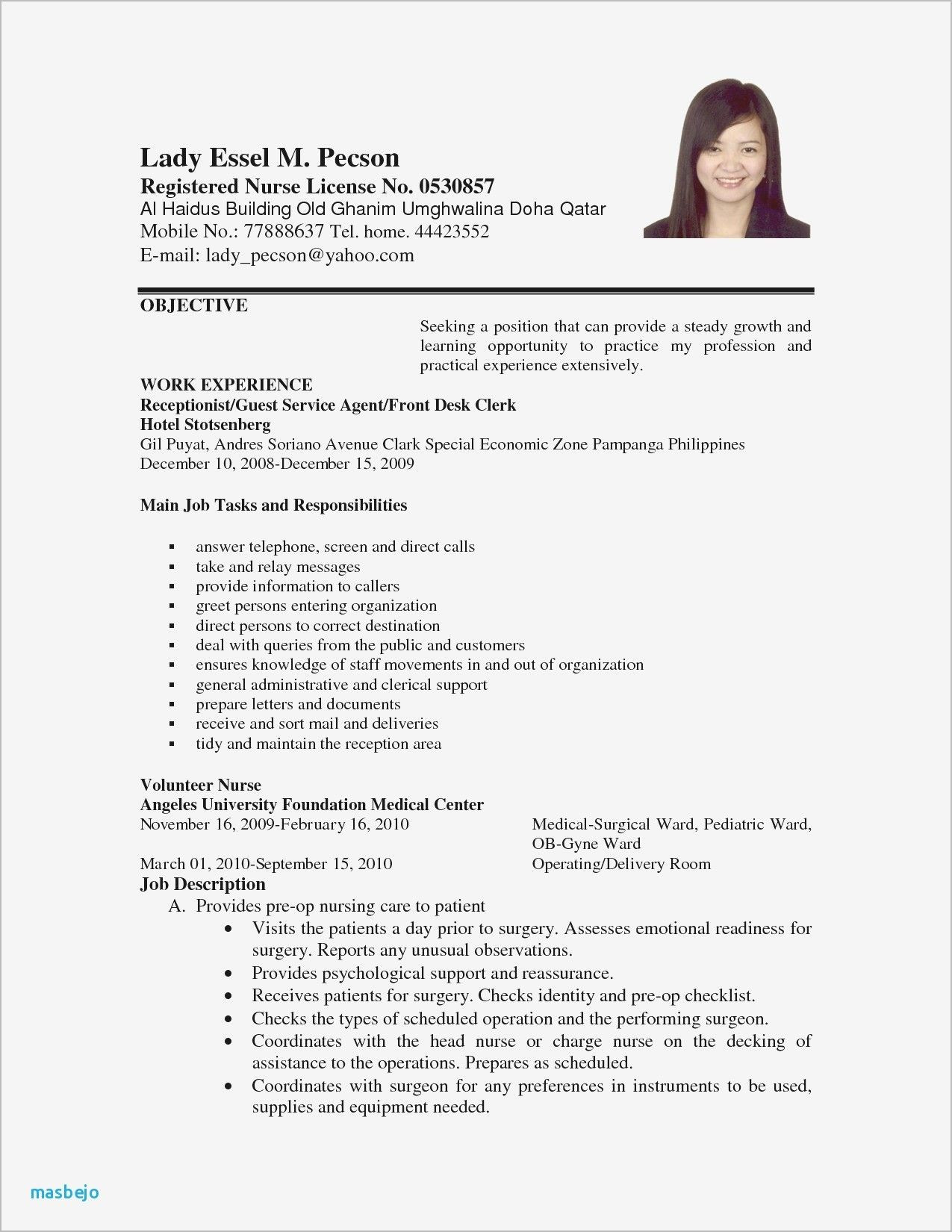 Sample Resume format for Experienced Person Sample Resume Computer Technician Philippines Valid Curriculum …