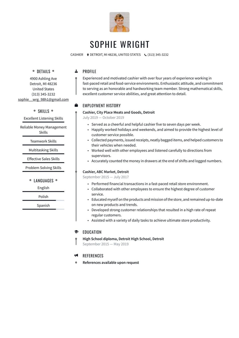 Sample Resume Objective for Cashier Position Cashier Resume Examples & Writing Tips 2021 (free Guide) Â· Resume.io