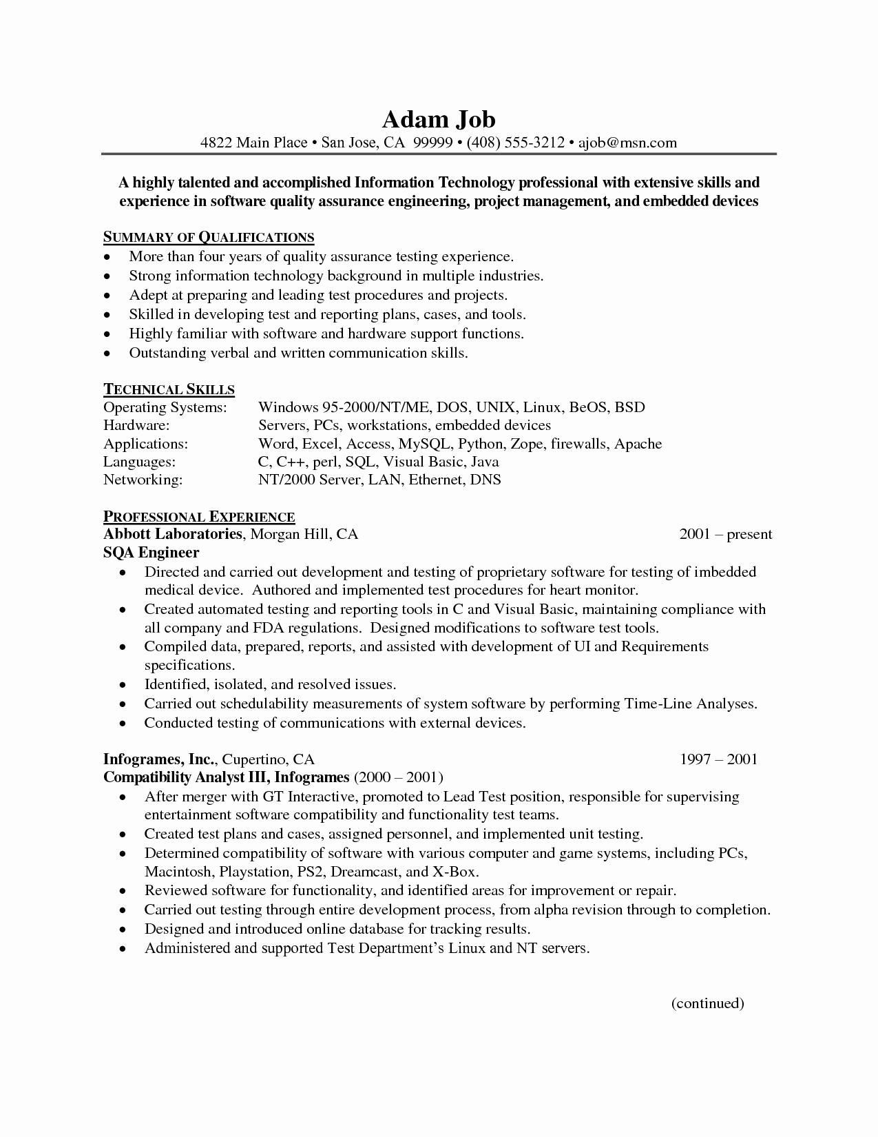 Sample Resume Quality Control Civil Engineer Resume format Quality Control Engineer Good Resume Examples …