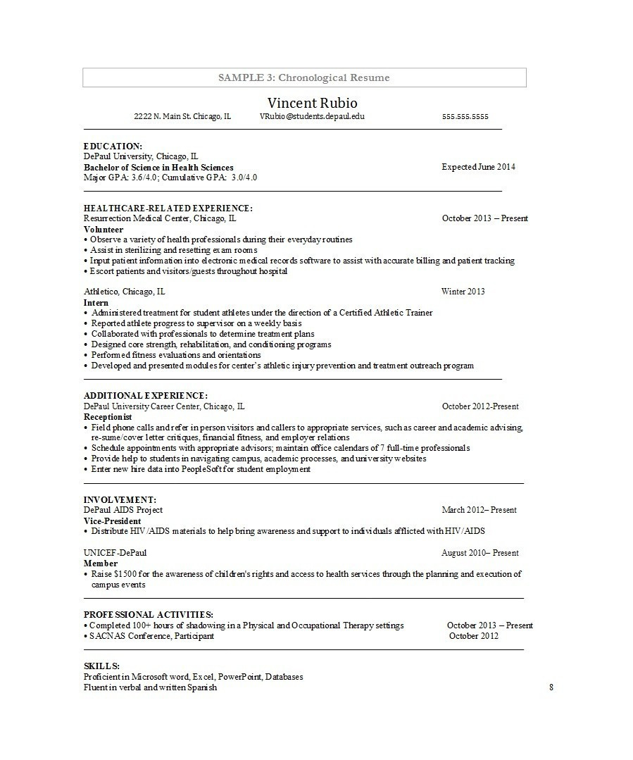 Samples Of Education Resumes Depaul Unv 50 College Student Resume Templates (& format) á Templatelab