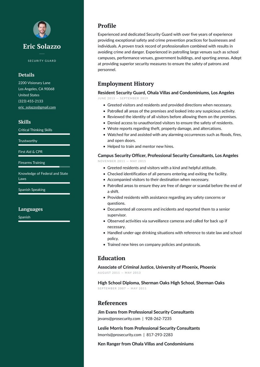 Security Guard Resume Template for Free Security Guard Resume Examples & Writing Tips 2021 (free Guide)