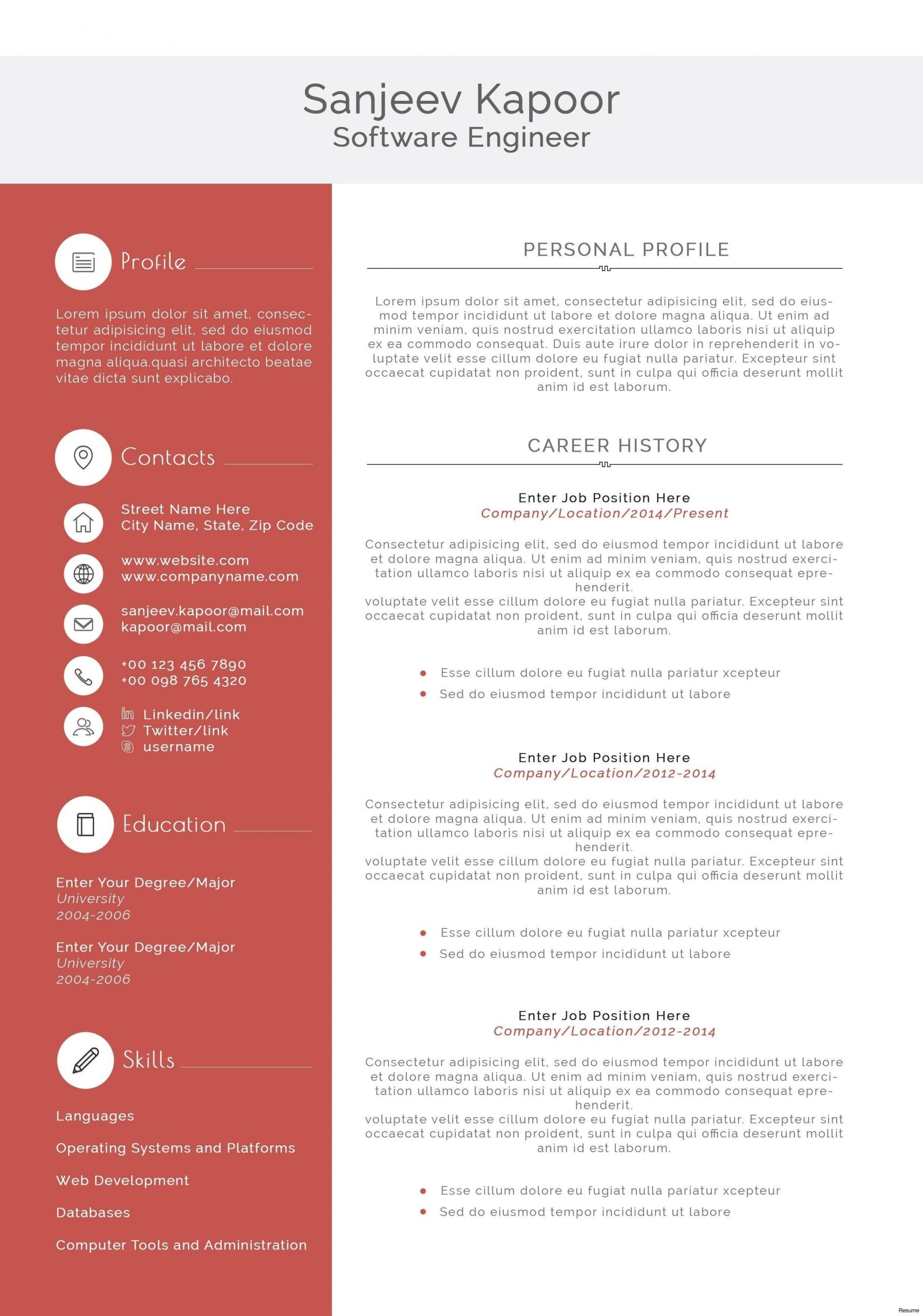 Software Developer Resume Template Free Download software Engineer Cv Template Free Download – Applying for that …
