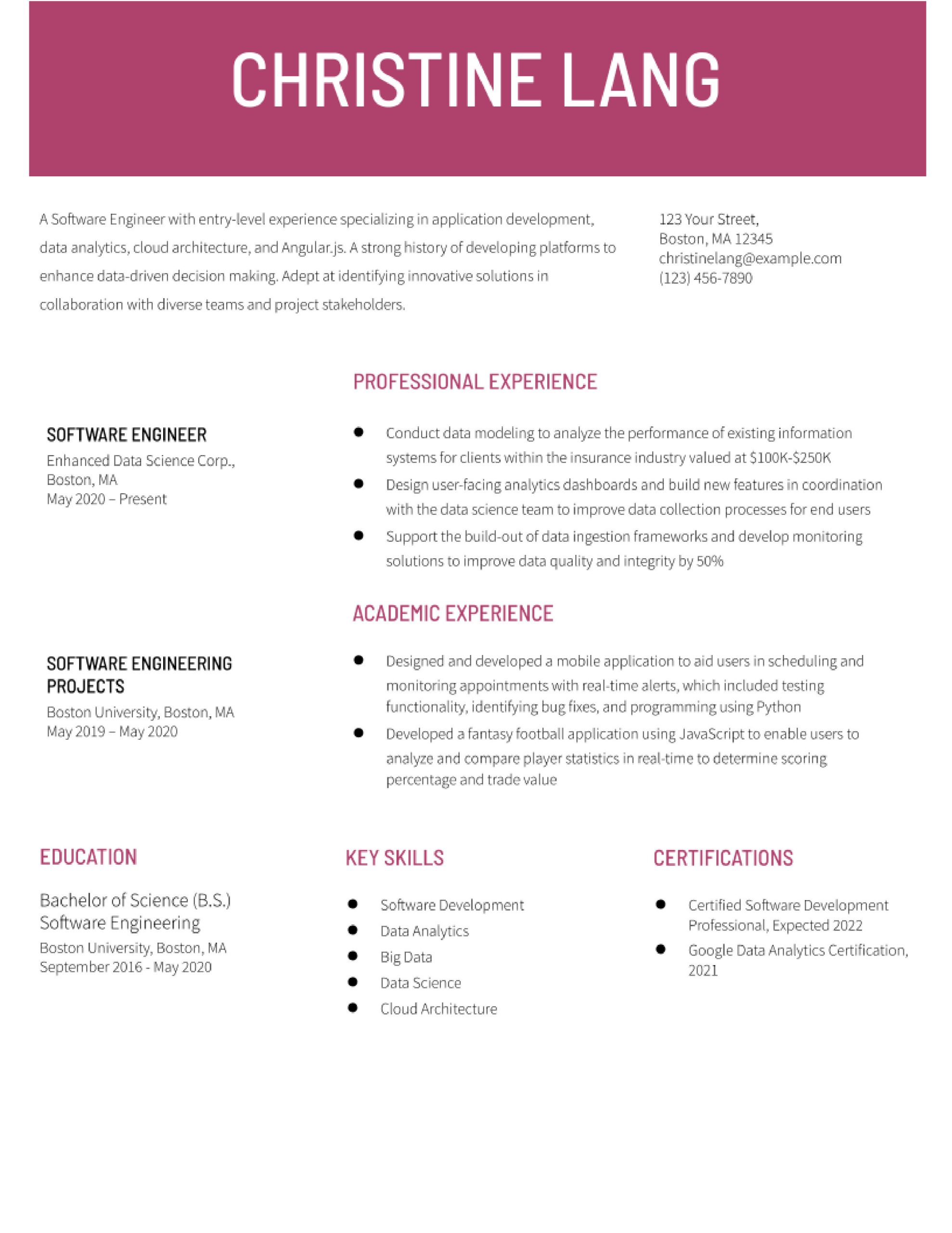 Software Engineer Entry Level Resume Sample Entry-level software Engineer Resume Examples In 2022 …