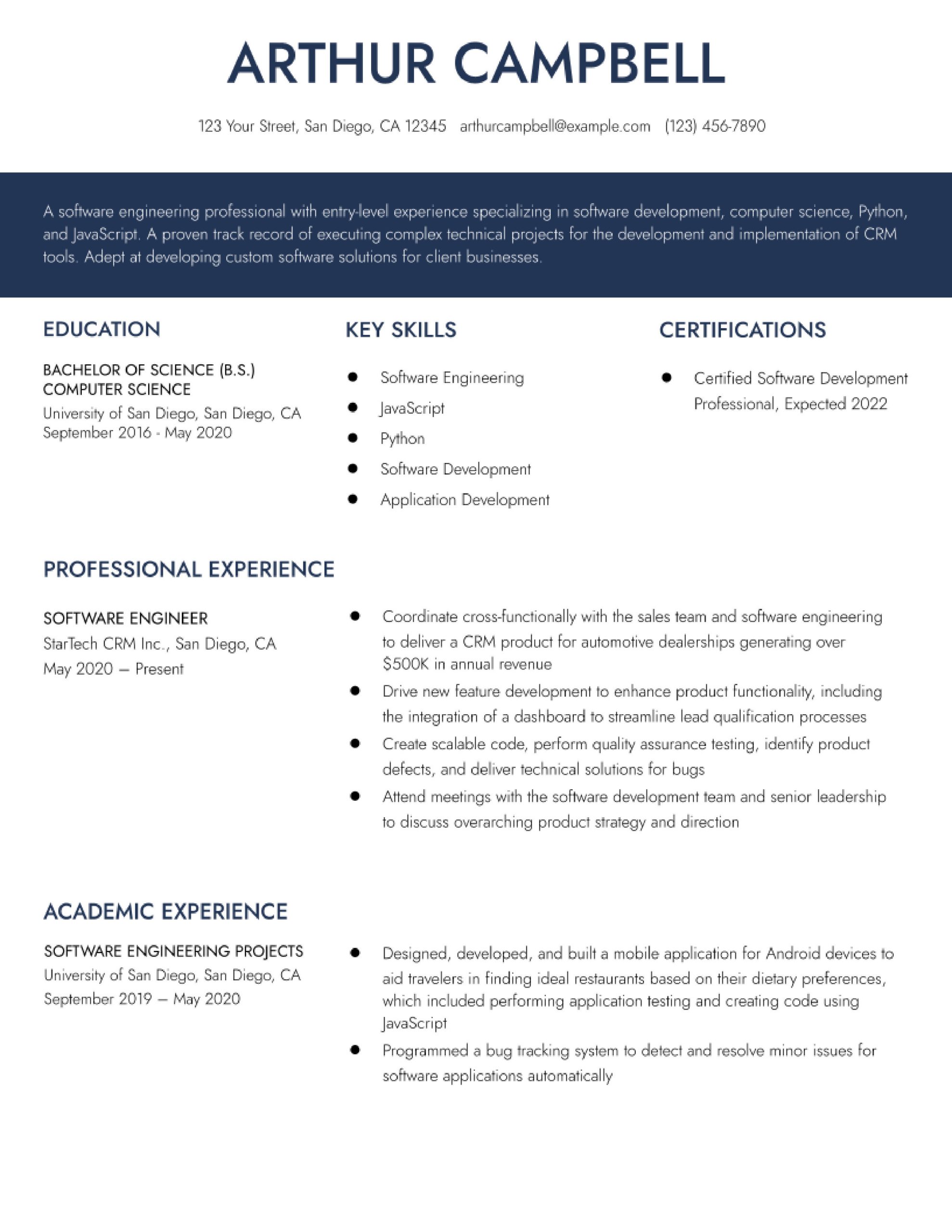 Software Engineer Entry Level Resume Sample Entry-level software Engineer Resume Examples In 2022 …