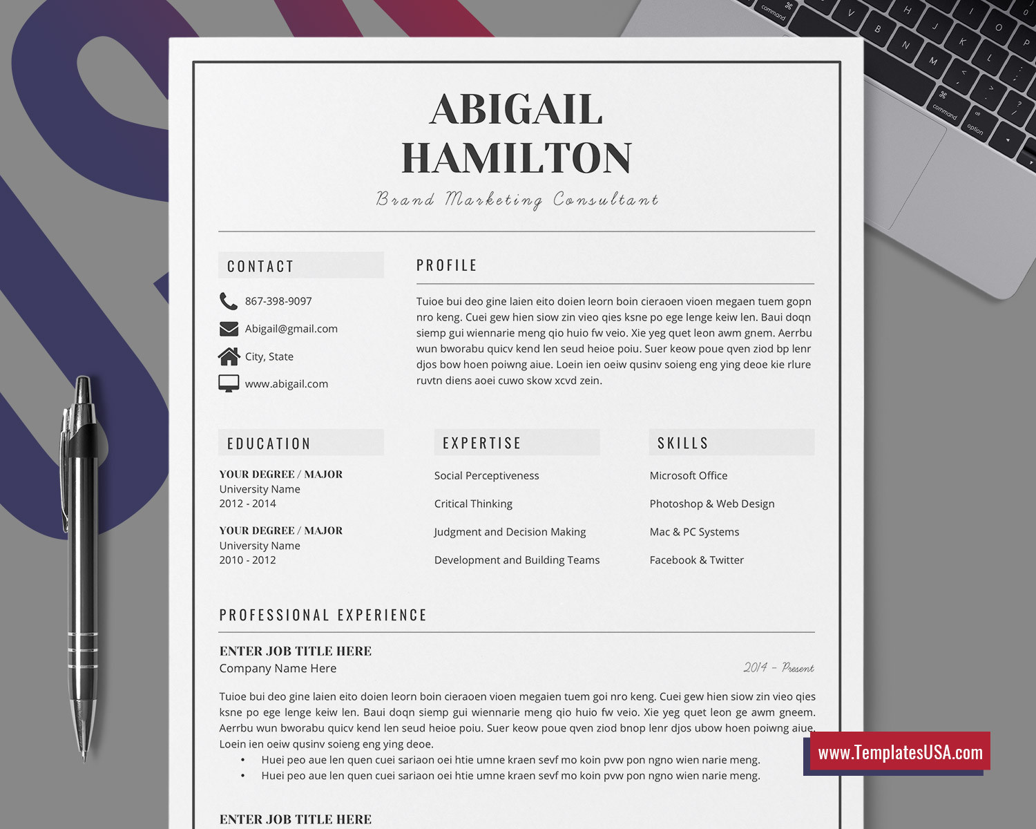 Template for References On A Resume Professional Resume Template for Ms Word, Cover Letter, References, Modern Cv Template, Creative Cv format, 1-3 Page Resume, Editable Resume Template …