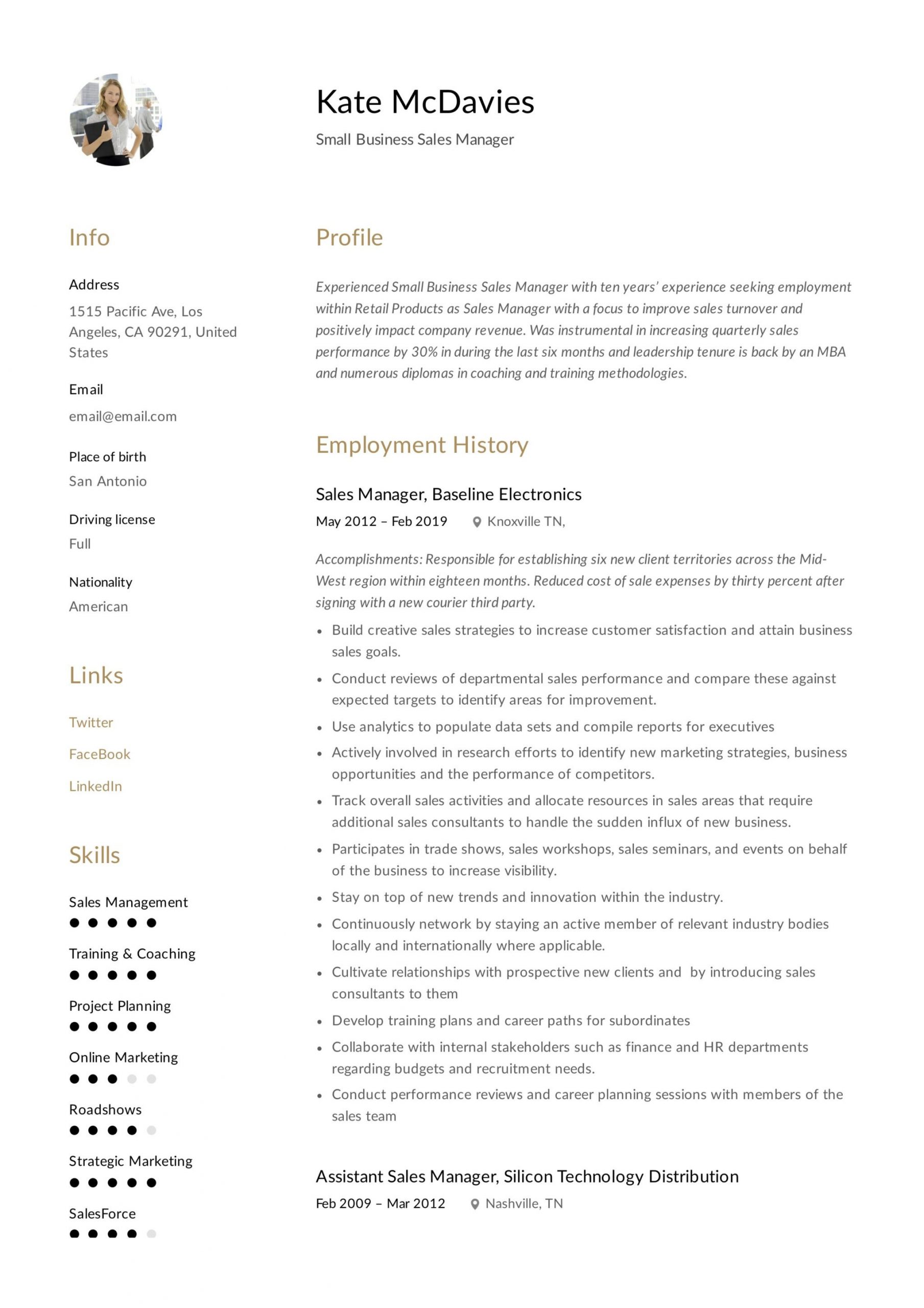 Ub School Of Management Resume Template School Business Manager Cv Example November 2021