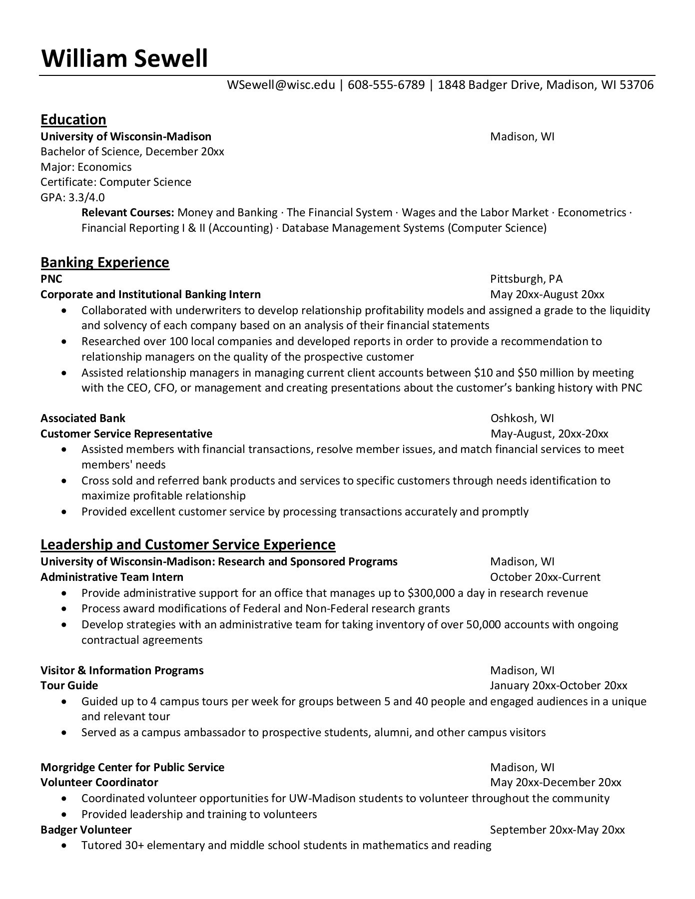 Uw Madison Business School Resume Template Economics Resume Examples – Department Of Economics Pages 1 – 7 …