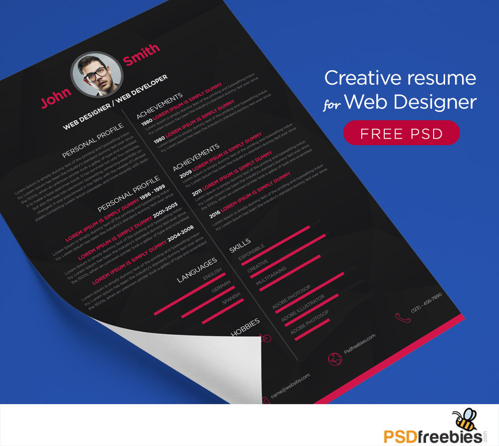 Web Designer Resume Template Free Download Free Creative Resume for Web Designer Psd â Psdfreebies.com