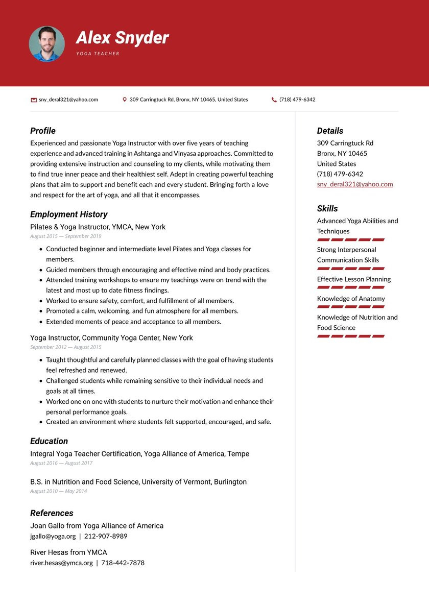 Yoga Teacher Resume Template Little Experience Yoga Instructor Resume Examples & Writing Tips 2021 (free Guide)