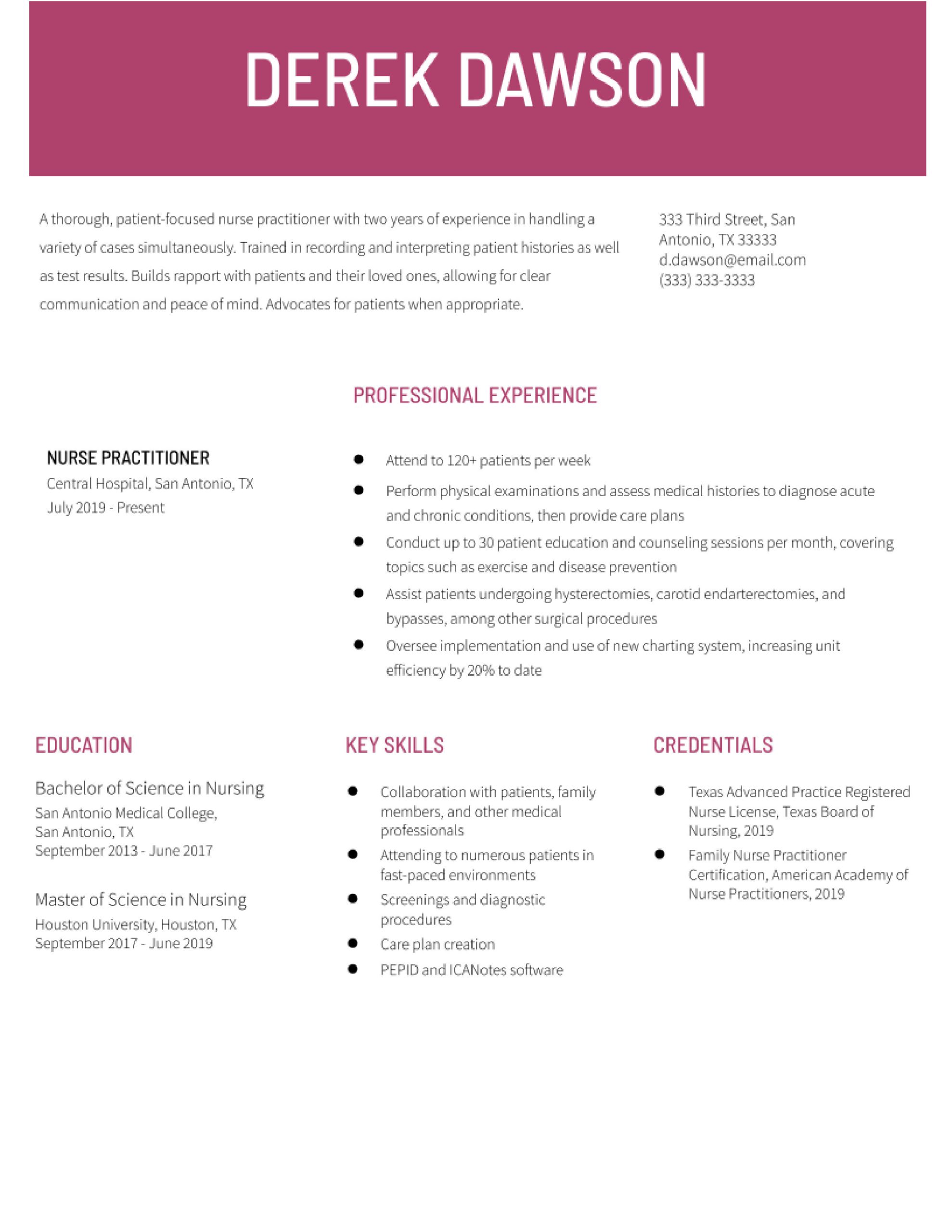 Advanced Practice Nurse Sample Nurse Practitioner Resume Nurse Practitioner Resume Examples Of 2022 – Resumebuilder.com