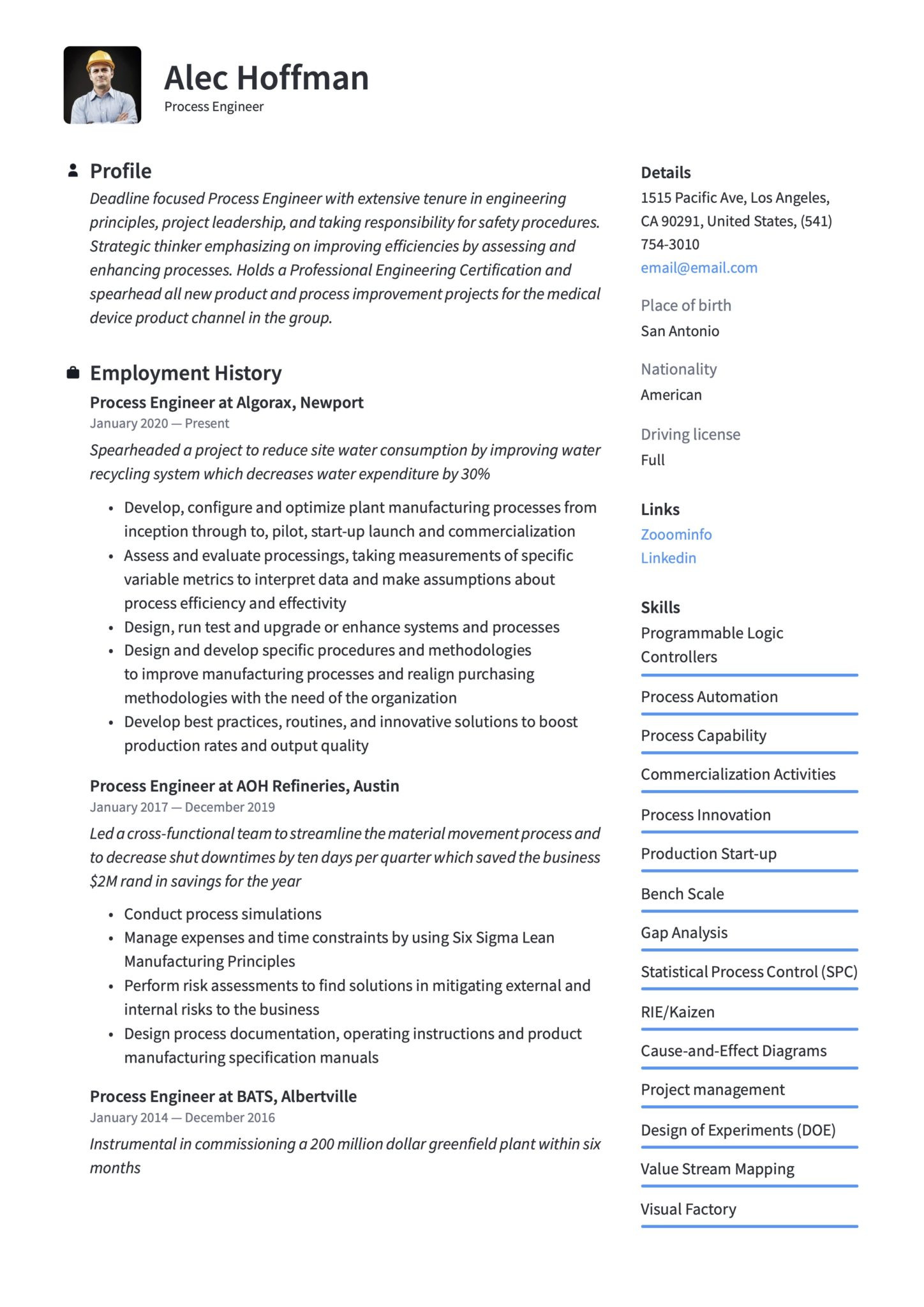 Advanced Process Control Engineer Resume Sample 17 Process Engineer Resume Examples & Guide 2022 Advanced Process Control Engineer Resume Sample 17 Process Engineer Resume Examples & Guide 2022