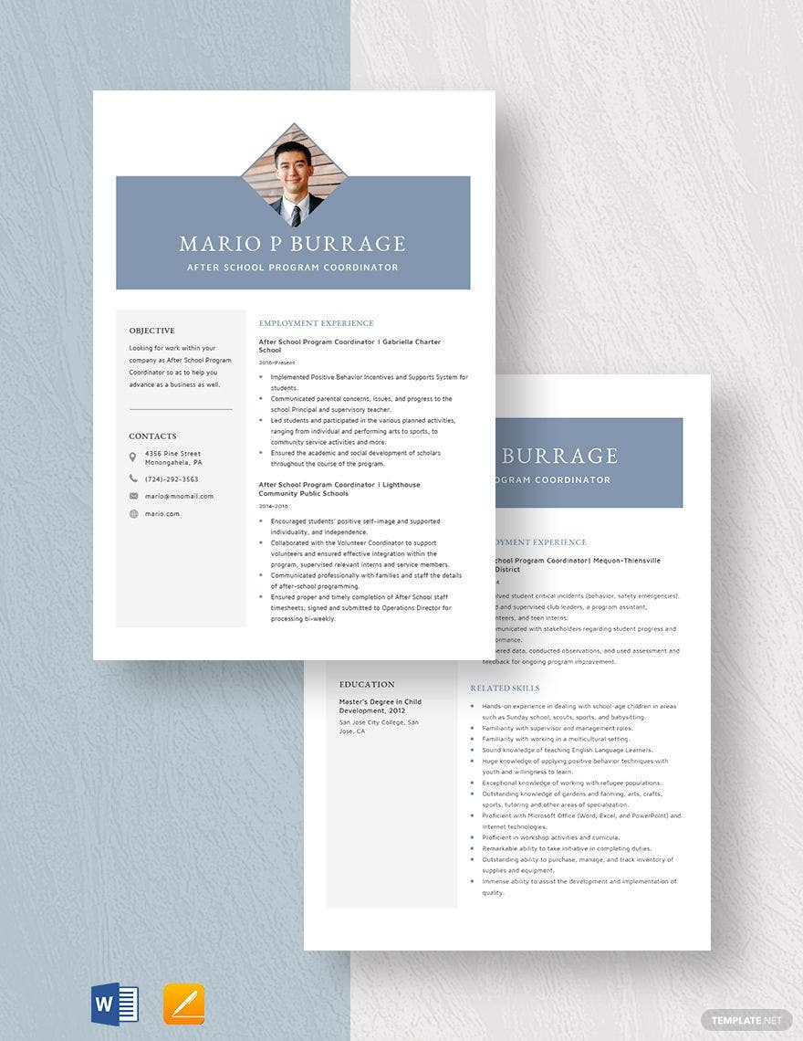 After School Program Coordinator Resume Sample after School Program Coordinator Resume Template – Word, Apple …