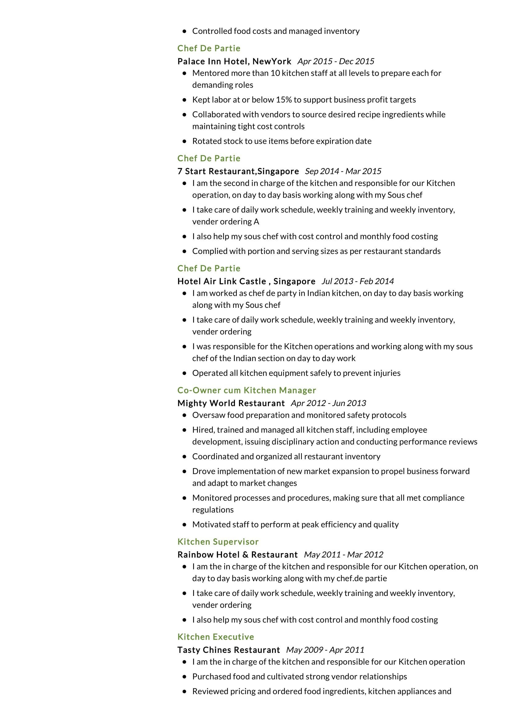 Chef De Partie Resume Sample Skills Chef Resume Sample 2022 Writing Tips – Resumekraft