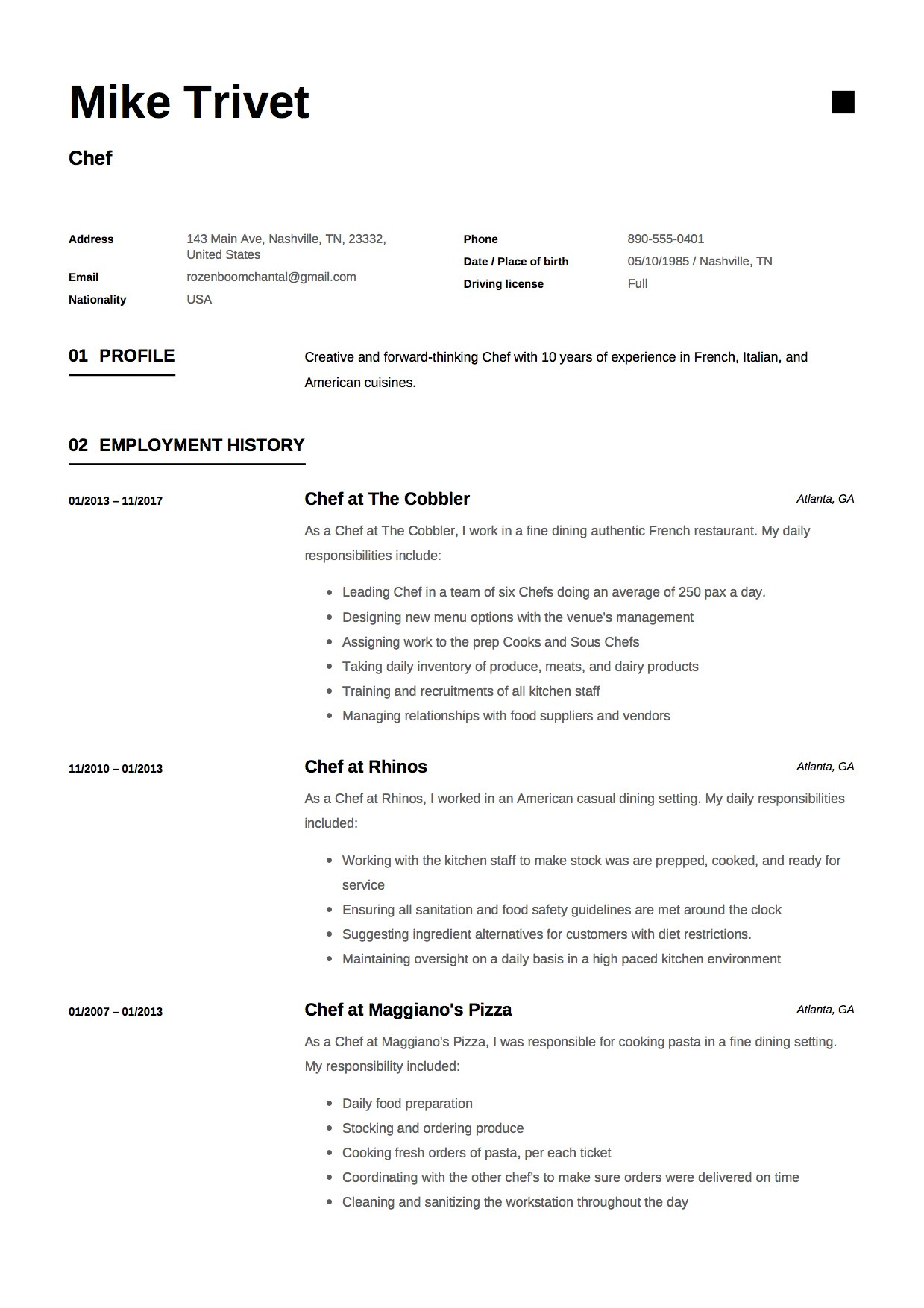 Chef De Partie Resume Sample Skills Chef Resume & Writing Guide 12 Free Templates Pdf 2022