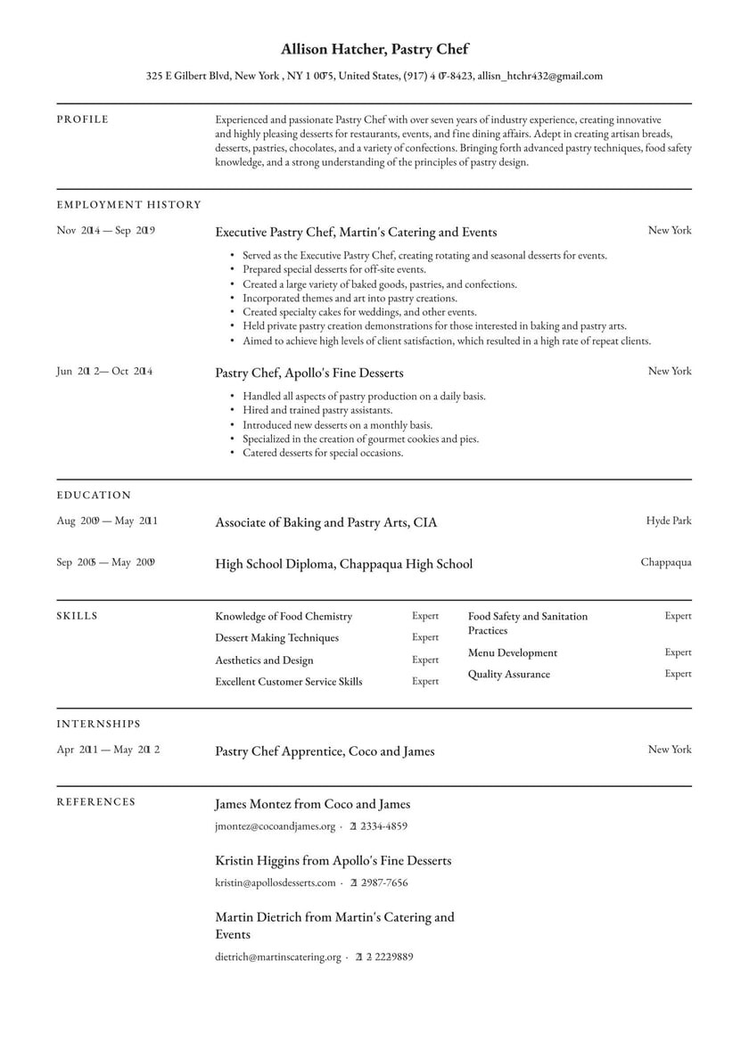 Chef Resume Sample by Resume Genius Pastry Chef Resume Examples & Writing Tips 2022 (free Guide)