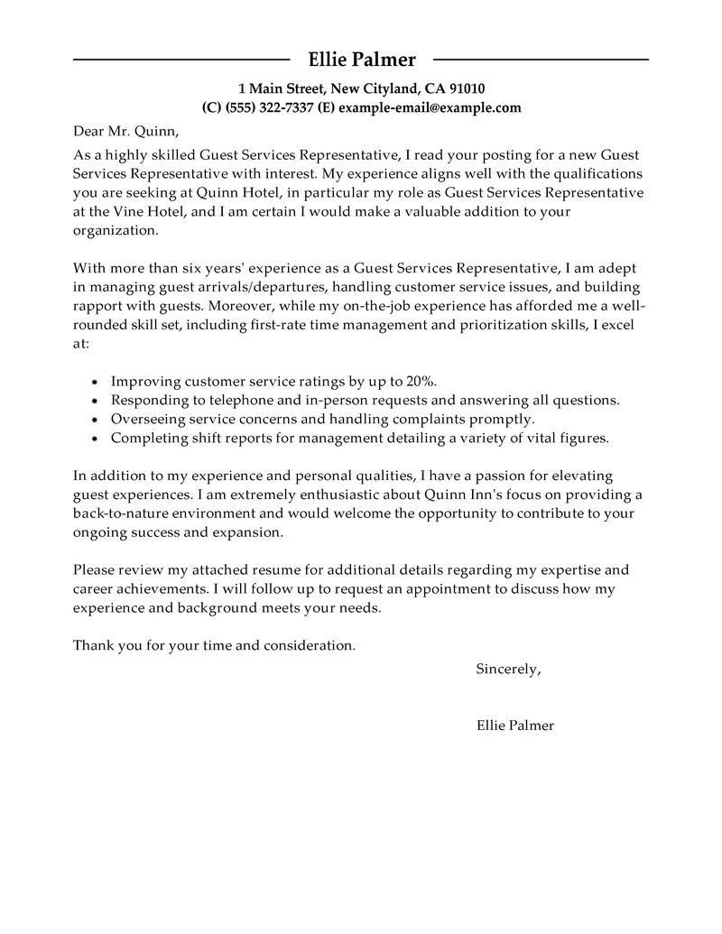 Cover Letter Customer Service Resume Sample You Can Have An Outstanding Guest Service Representative Cover …