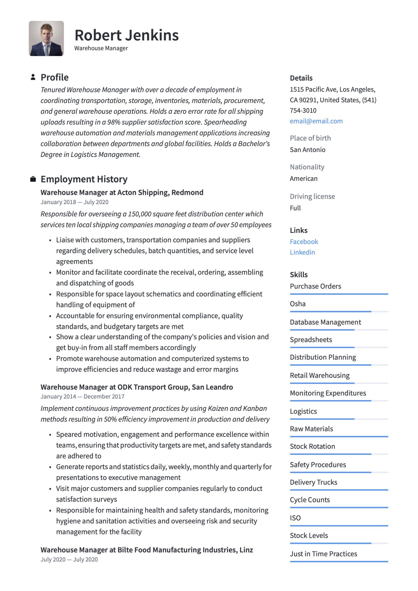 Dealer and Field System Management Resume Sample Warehouse Manager Resume & Writing Guide  18 Templates