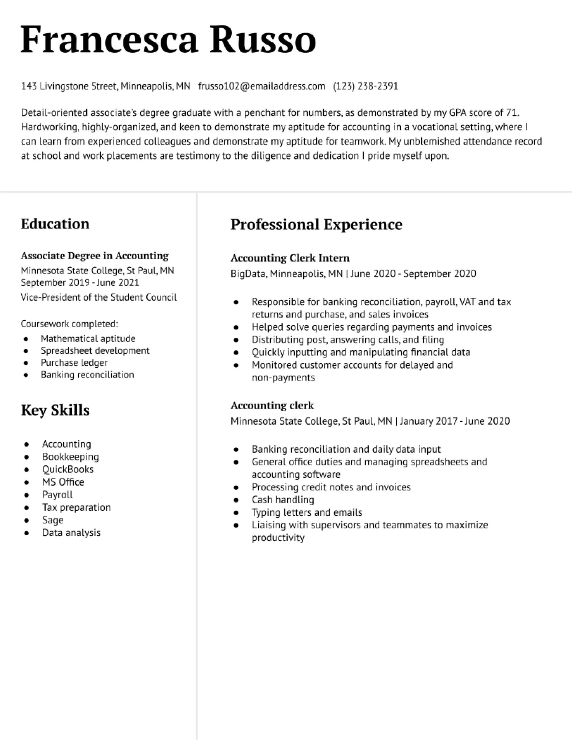 Entry Level Payroll Clerk Resume Sample Accounting Clerk Resume Examples In 2022 – Resumebuilder.com