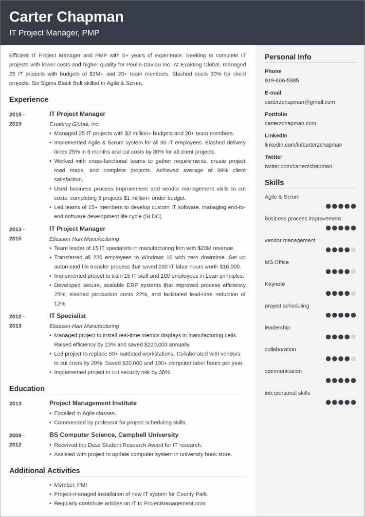 File Systems Using Cta Migrator Experience Sample Resume It Project Manager Resumeâexamples and 25lancarrezekiq Writing Tips