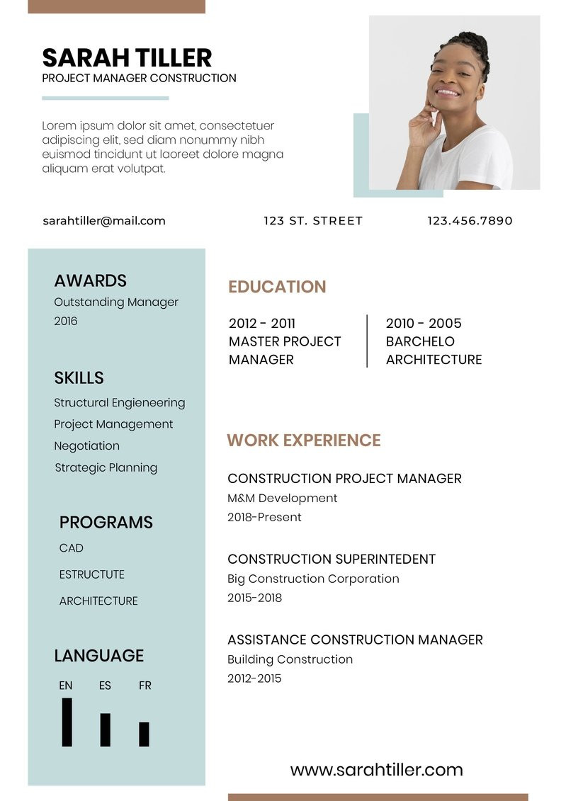 Free Resume Templates for Construction Project Manager Free Minimalist Duotone Project Manager Resume Template