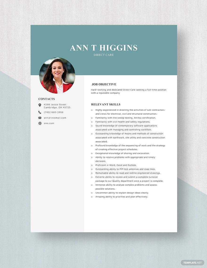 Free Sample Of Direct Care Worker Resume Free Free Direct Care Resume Template – Word, Apple Pages …