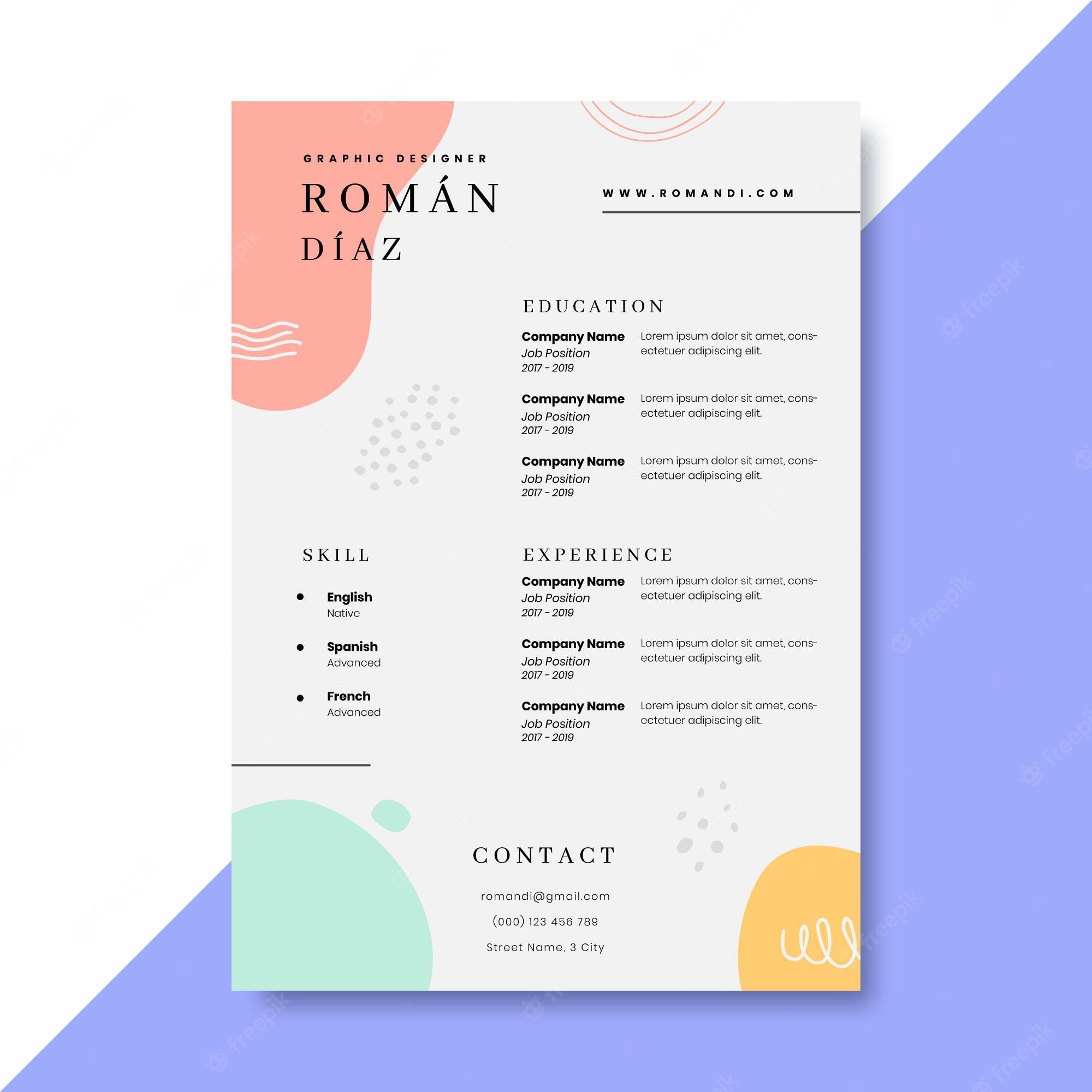 Free Sample Of Graphic Designer Resume Graphic Design Resume Template Images Free Vectors, Stock Photos …