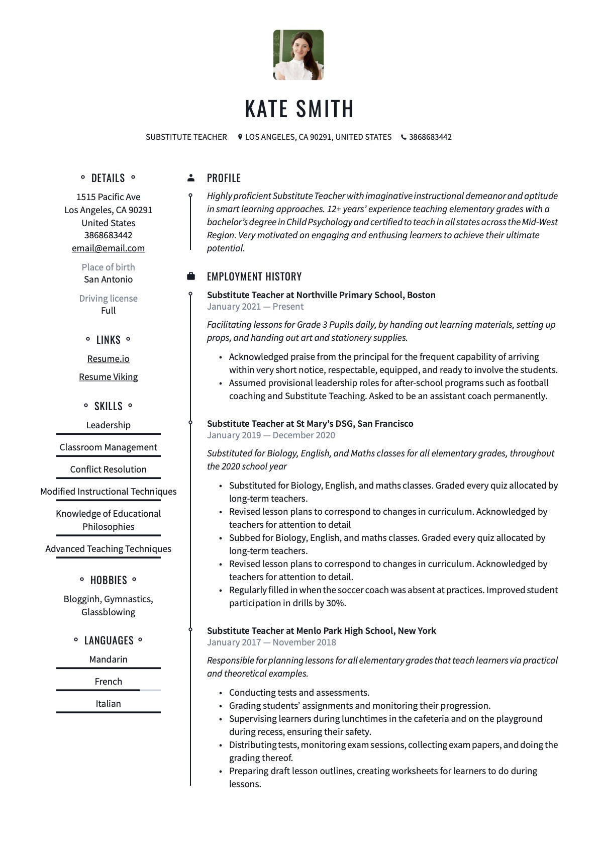Functional Resume Sample for Substitute Teachers Trying to Become Teachers Substitute Teacher Resume & Writing Guide  20 Templates Pdf