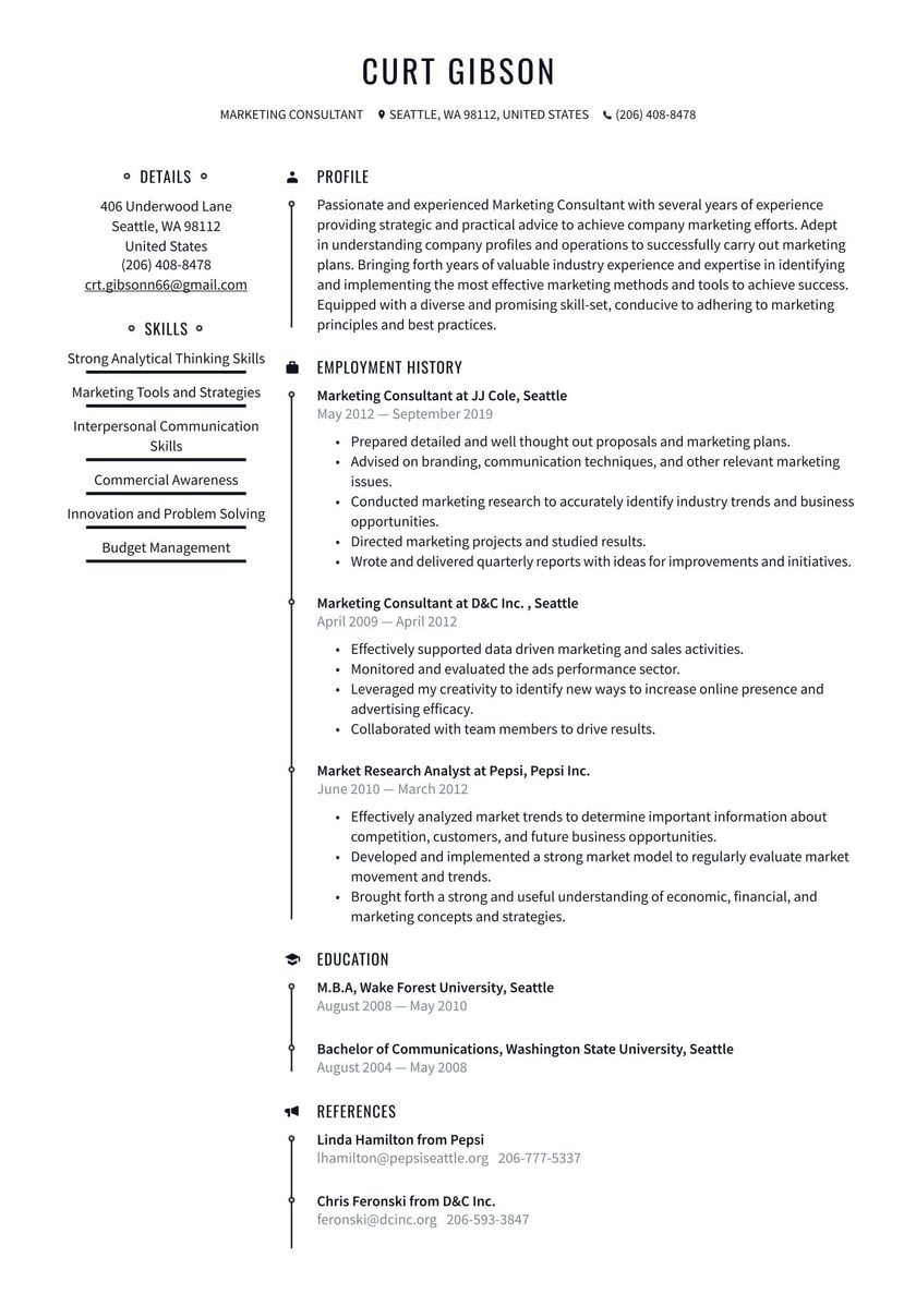 Functional Resume Sample Marketing and Public Relations Marketing Consultant Resume Examples & Writing Tips 2022 (free Guide)