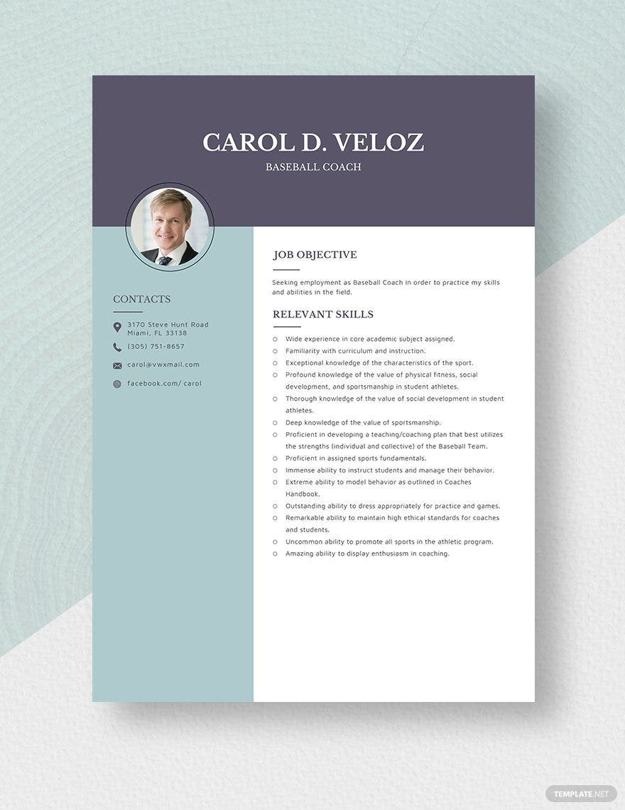 High School Baseball Coach Resume Samples Free Free Baseball Coach Resume Template – Word, Apple Pages …