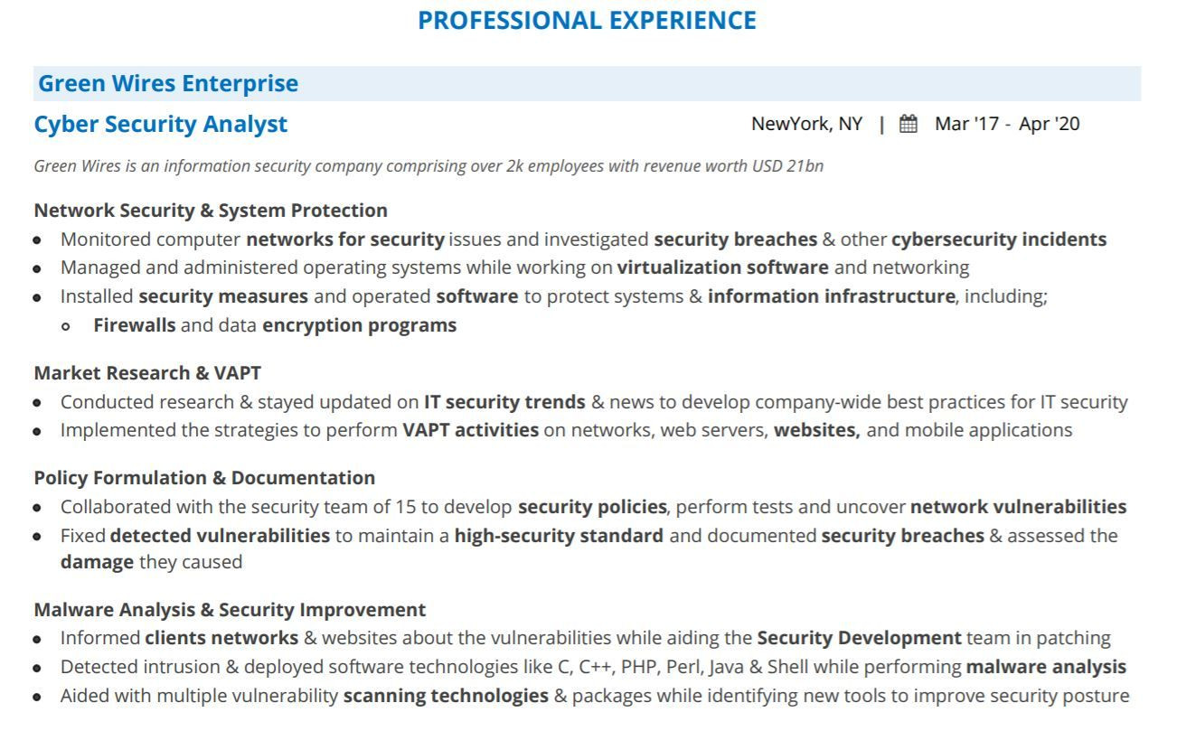 Junior Cyber Security Analyst Resume Sample Cyber Security Analyst Resume: 2022 Guide with 15lancarrezekiq Examples