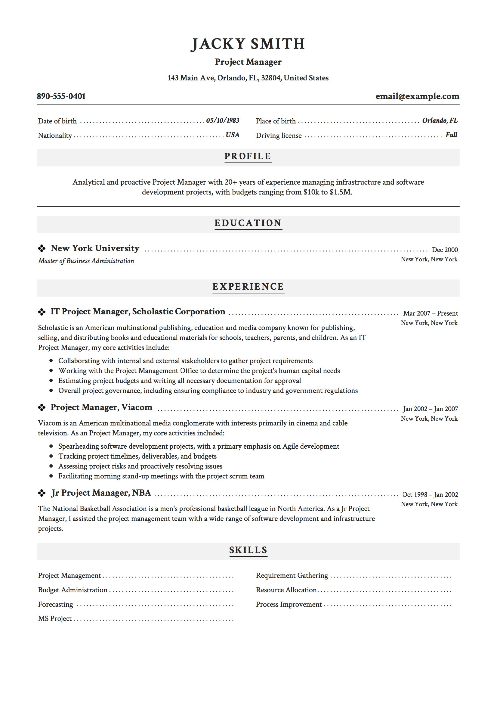 Junior It Project Manager Resume Sample 20 Project Manager Resume Examples & Full Guide Pdf & Word 2021