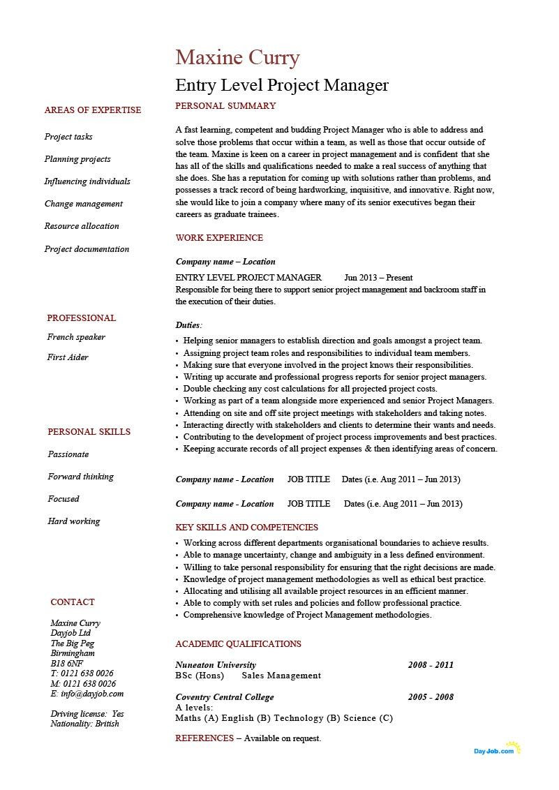 Junior It Project Manager Resume Sample Entry Level Project Manager Resume, Example, Cv, Junior …