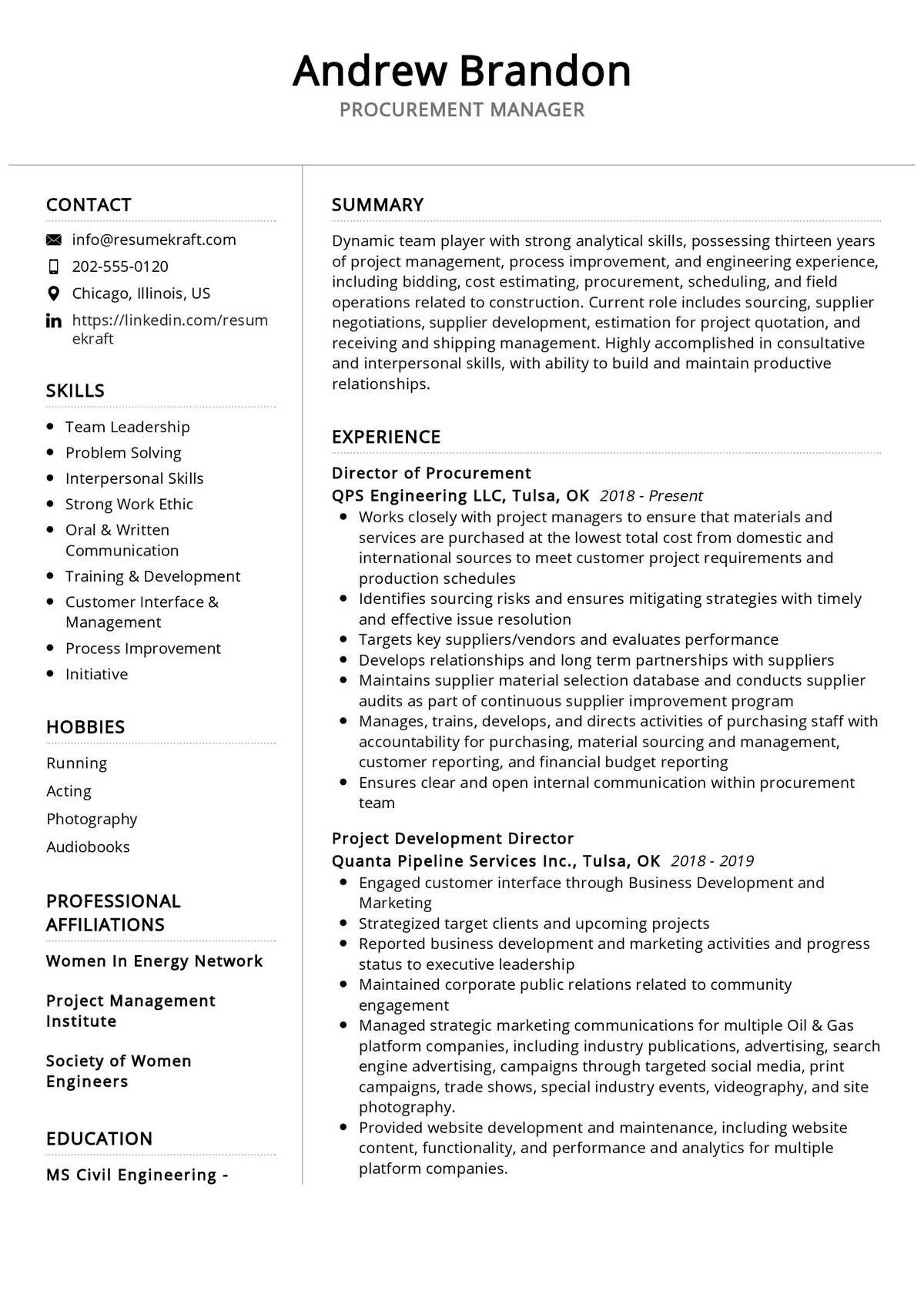 Material Management Summary On A Resume Sample Procurement Manager Resume Sample 2022 Writing Tips – Resumekraft