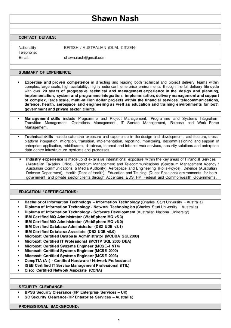 Net Developer with Cyberark Sample Resume Resume (shawn Nash) 21092015