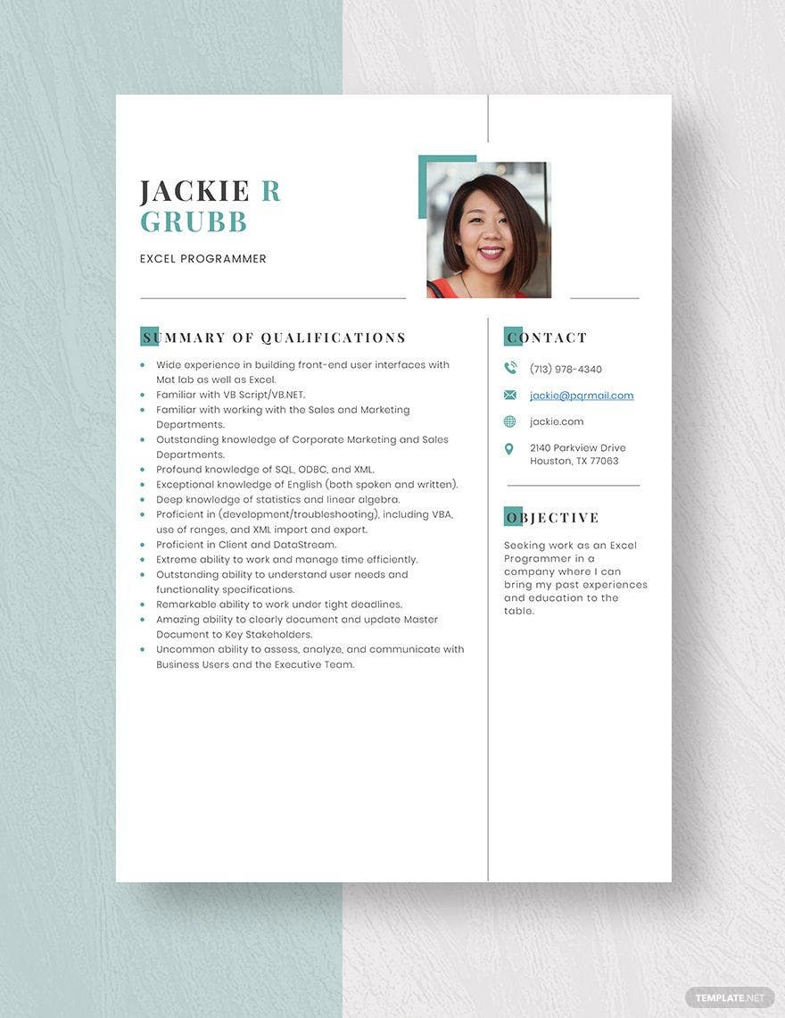 Net Developer with Excel Macros Sample Resume Free Free Excel Programmer Resume Template – Word, Apple Pages …